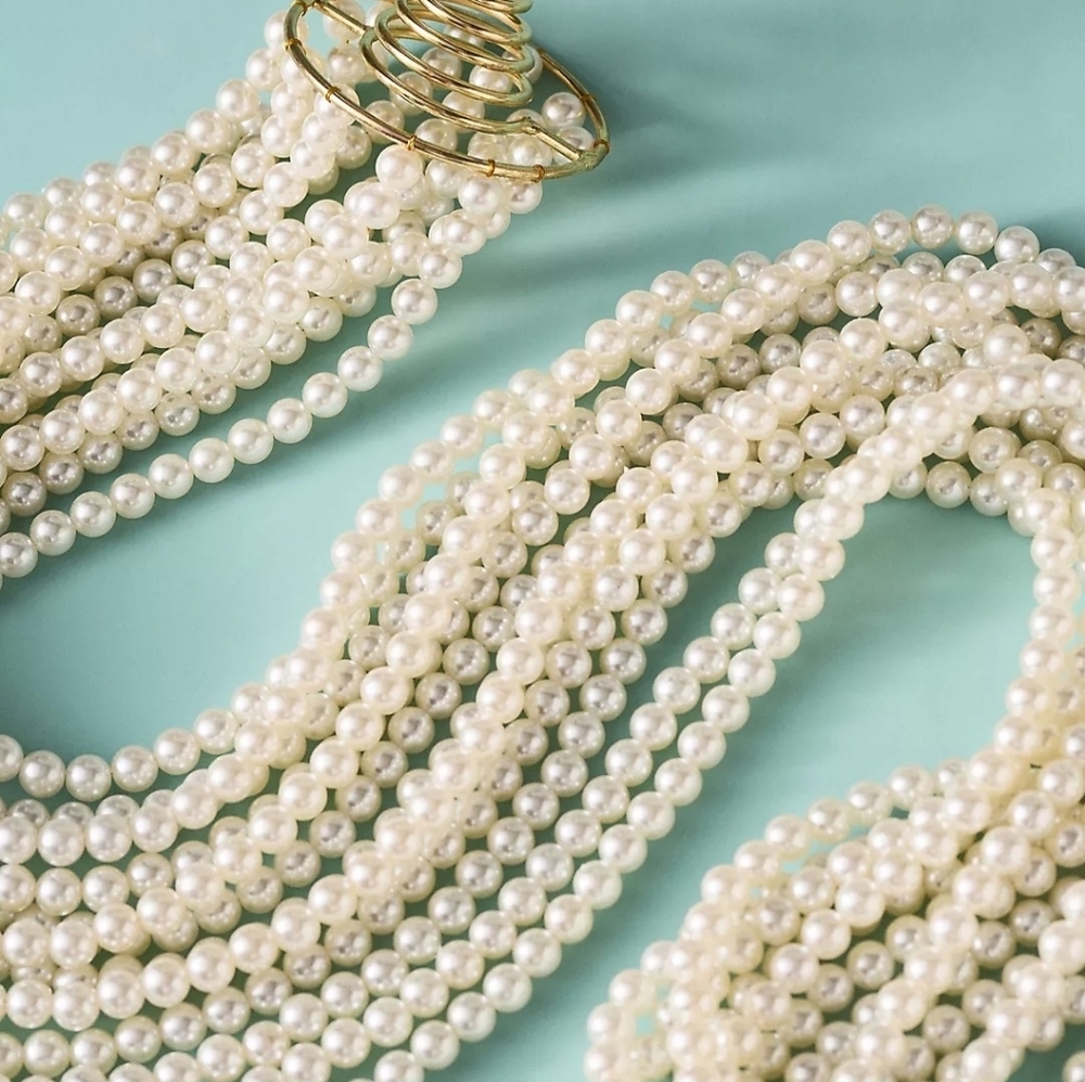 Anthropologie Cascading Pearl Christmas Tree Topper Garland NWT 6.5 Ft - Picture 5 of 8